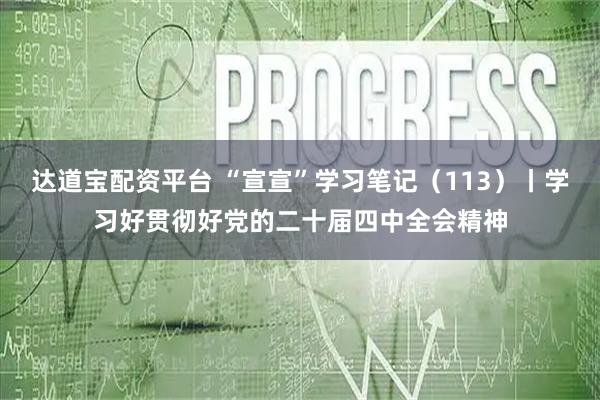 达道宝配资平台 “宣宣”学习笔记（113）丨学习好贯彻好党的二十届四中全会精神